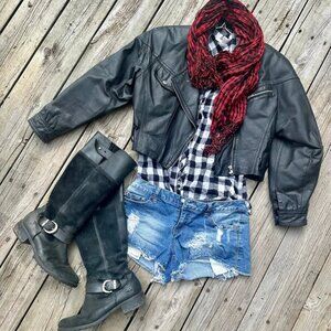 Vintage Cute Cropped Motorcycle Jacket